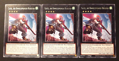 Yu-Gi-Oh! 3x Castel, der Himmelssprenger-Musketier, GRCR-DE050, Rare, 1.A.,NM-EX