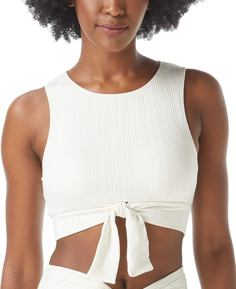 Vince Camuto ESF10634 Women's Ribbed Tie-Front Bikini Top Size Medium in Ivory - Image 2 of 2