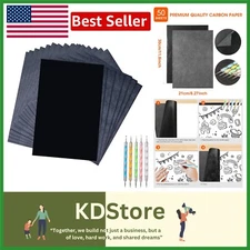 50 Sheets Carbon Paper Black Graphite Paper Transfer Tracing Paper and 5 Pieces