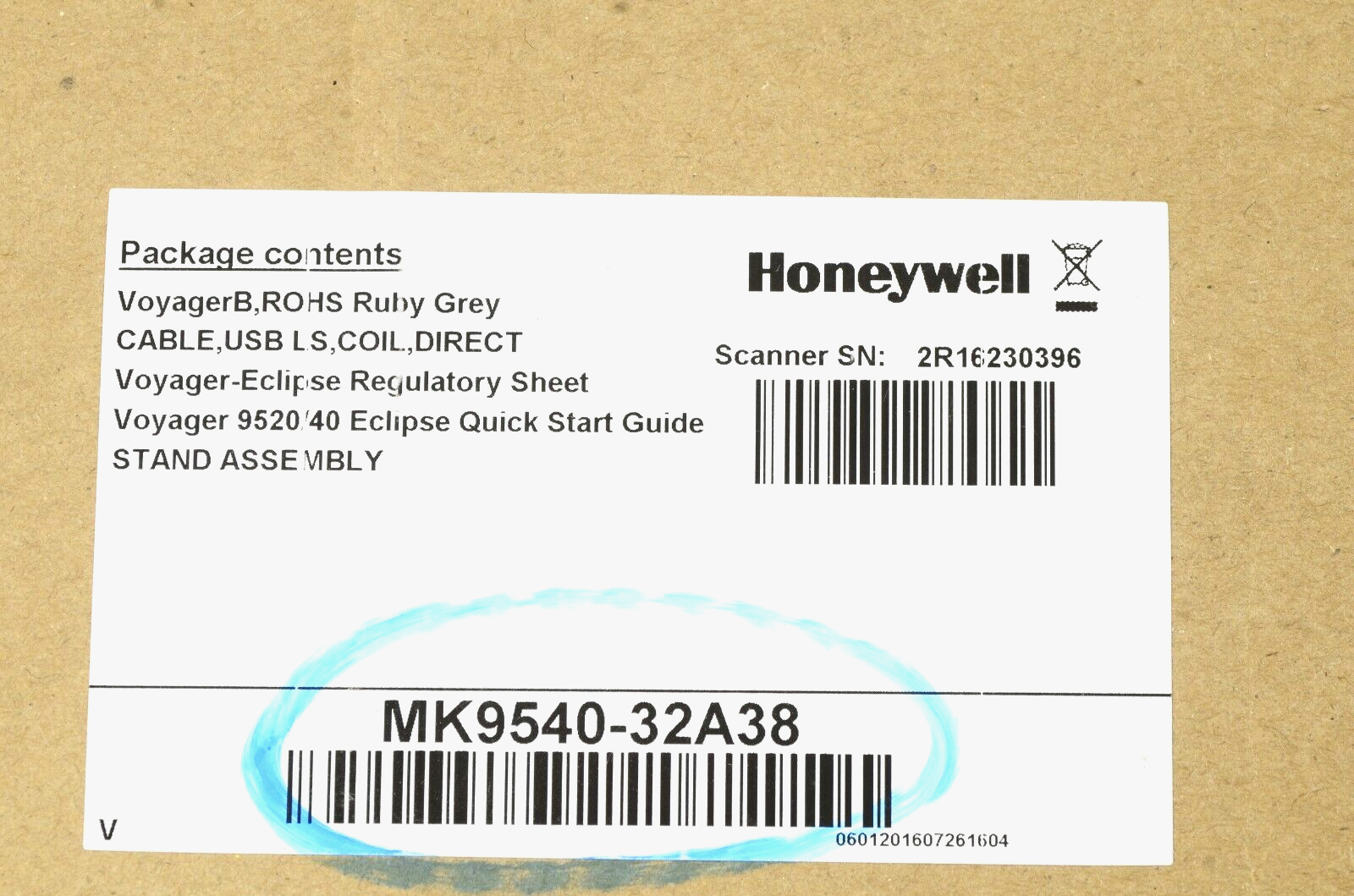 Honeywell VoyagerCG 9540 - barcode scanner - MK9540-37A38