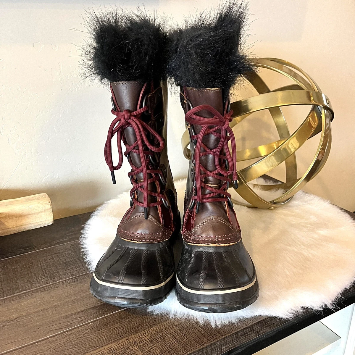 klint tro bejdsemiddel Sorel Joan of Arctic Leather Boots Faux Fur Linerd Insulated Red Size 5.5  Womens | eBay