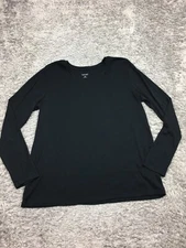 Ellen Tracy Active Wear Shirt Womens Size 2XL Black Long Sleeve Cotton Blend