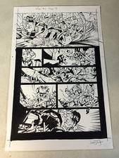 MORAV #5  original comic art ROBOT ARMY BATTLE, SUPER DETAILED SIGNED
