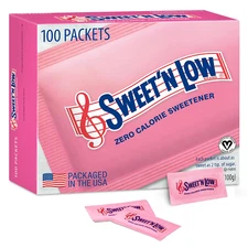 Sweet'N Low Zero Calorie Sweetener Packets, Kosher And Gluten Free,100 Ct pack 1