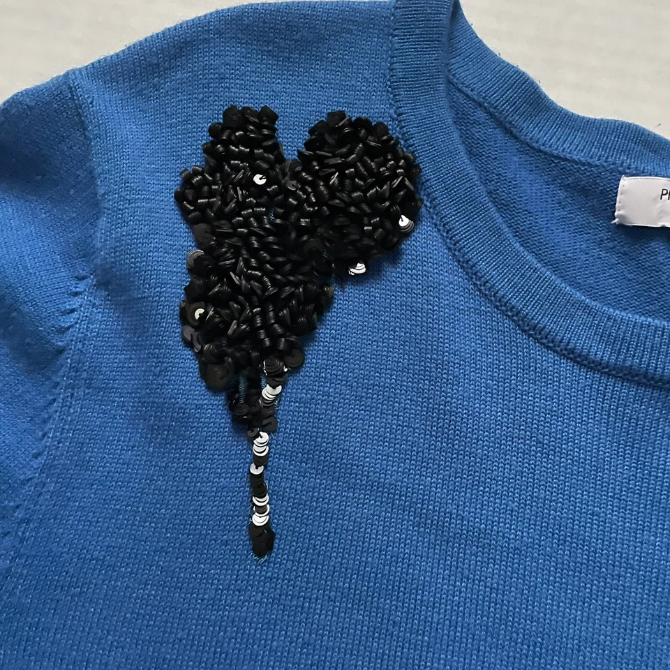 Prabal Gurung Sweater Womens XL Royal Blue  Embellished Sequins Wool Blend - Image 3 of 4