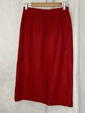 Vintage 60s 70s Womens Wool Skirt Red Uni n Made In USA Size 26  Waist Zip