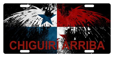 Panama Flag License Plate 6'' x 12'' Patriotic Eagle Emblem Chiguirí Arriba