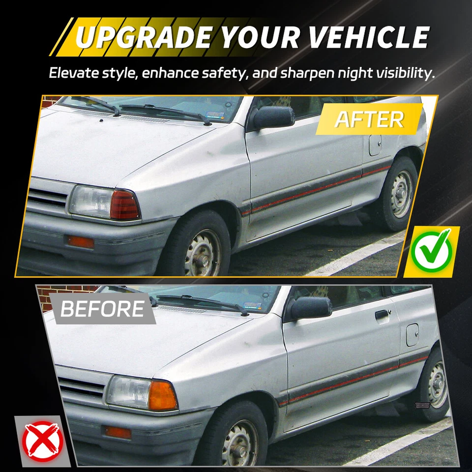 2 件琥珀色镜头前侧标记转向信号灯适用于 1988 - 1993 年福特 Festiva — 第 2/4 张图片