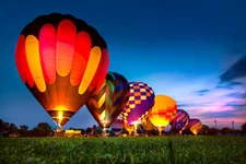 Hot Air Balloons Glowing At Night Photo Art Print Poster 18x12