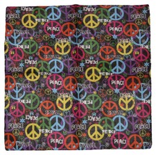 22"x22" PEACE Letter Rainbow Multi-Color Peace Signs 100 Cotton Bandana