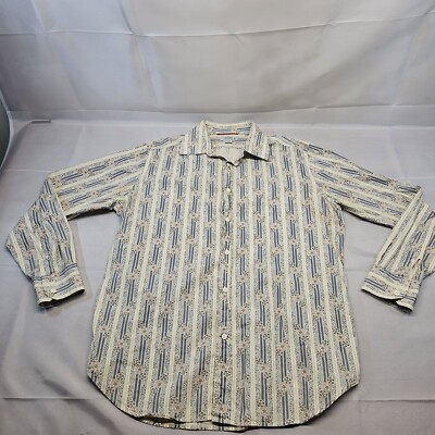Guess Mens Floral Print Lk G Sleeve Button Down Shirt Size XL