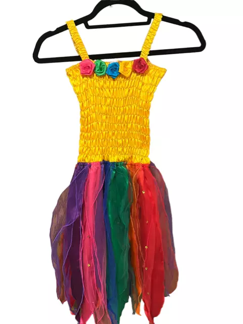 Magic Fairy Realm Girls Rainbow Tutu Rosette Dress Costume New