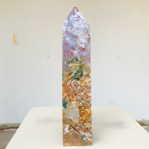 1261g Natural Ocean Jasper Quartz Crystal Obelisk Wand PointMineral HealingAH276