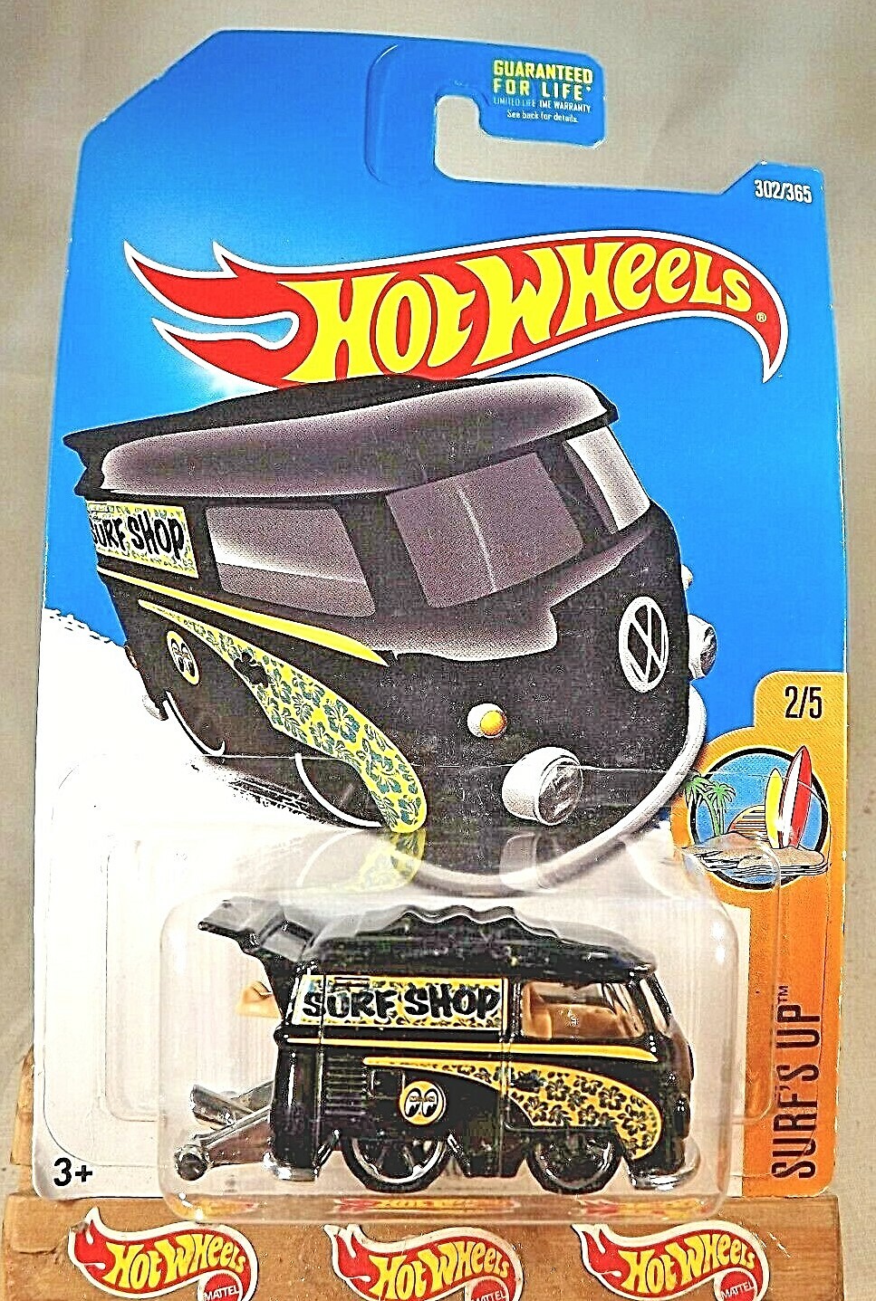 2017 Hot Wheels #302 Surf's Up 2/5 KOOL KOMBI Black w/Black MC5 Spoke Wheels