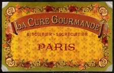 Vintage France Poster Stamp La Cure Gourmande. Biscuit Maker Confectioner. Paris