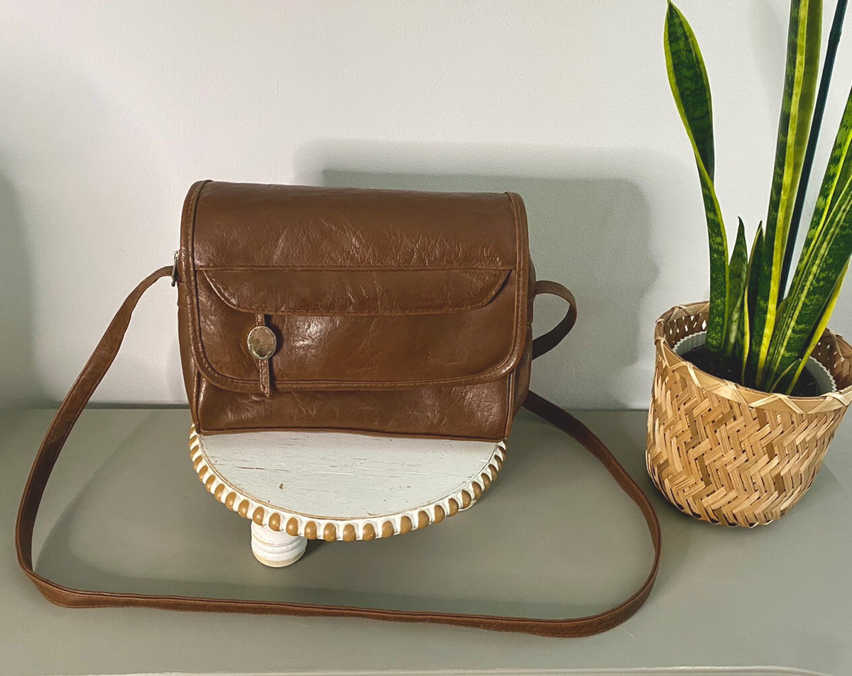 VINTAGE TR BENTLEY Womens Crossbody Handbag Purse Vegan Brown