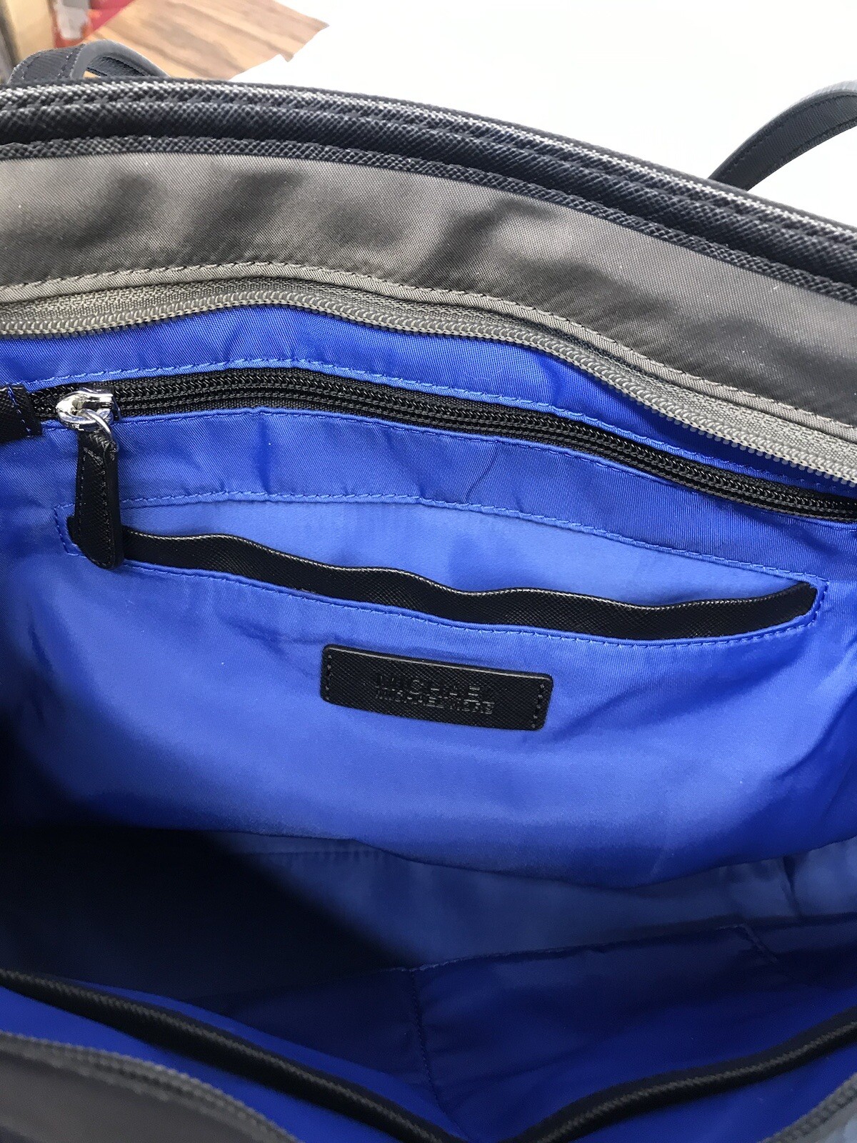 Michael Kors Handbag Gray Graphite Nylon Kempton Zip Top Travel Tote Bag Purse