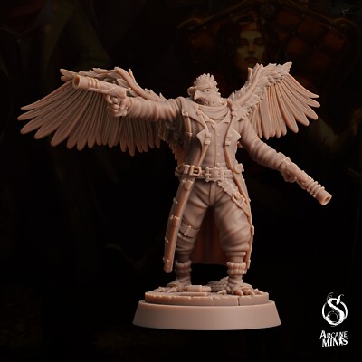 Aarakocra Egalian Brawler Gunslinger Pose 1 | Arcane Minis | D&D Miniature