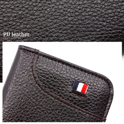 Mens Womens Leather Thin Wallet Small Card Case ID Credit Card Holder Purse - Picture 5 of 12