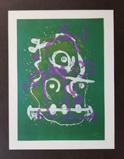 Joan Miro "Uneducated" Green/Violet  Mounted offset  Lithograph Limited ed 1972