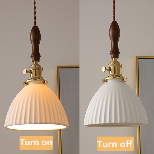 Minimalist Style Ceramic Hanging Pendant Light Vintage Cottage Mini Ceiling Lamp - Picture 6 of 11