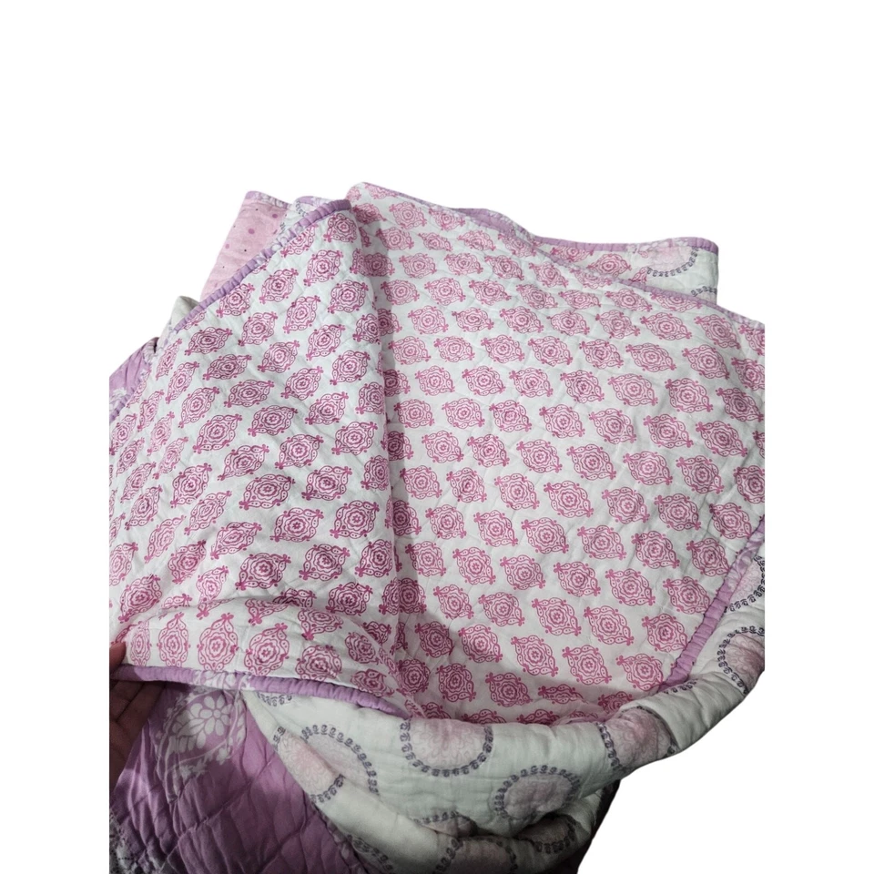 Ropa de cama Pottery Barn Kids totalmente acolchada rosa boho algodón cachemira suave estampada Foto 4 de 4