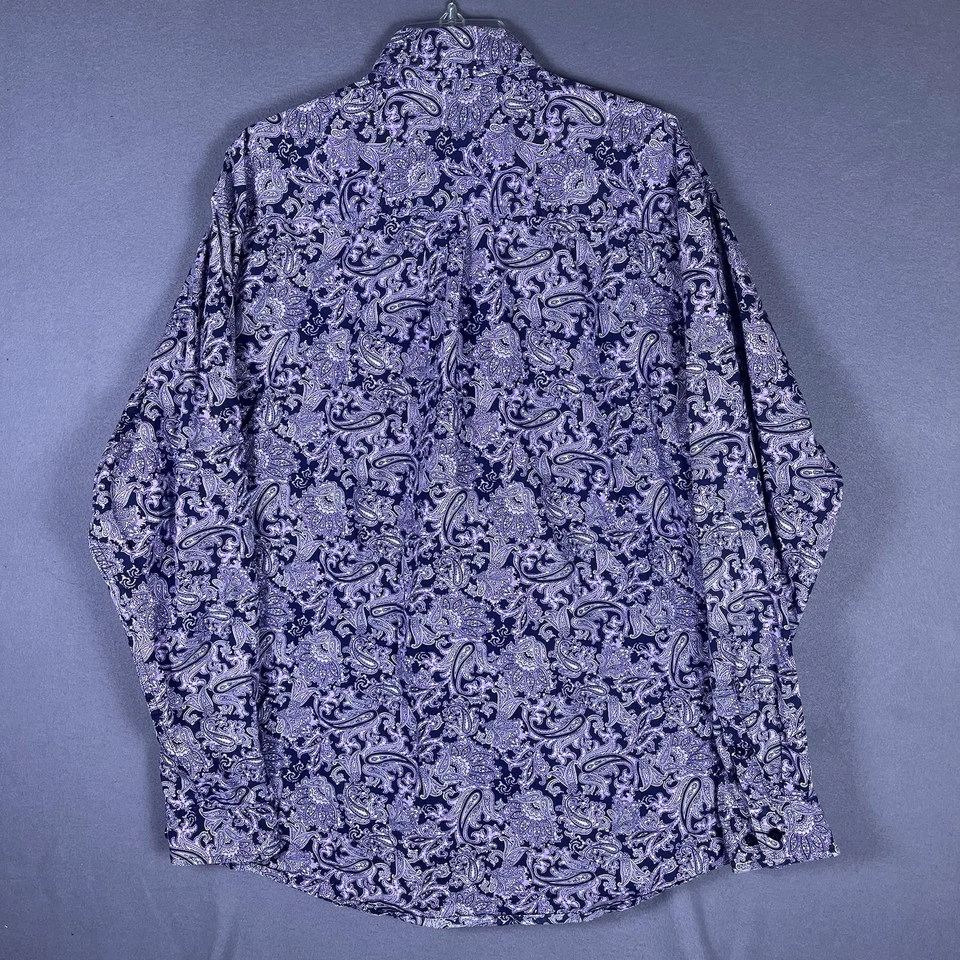 Camisa para hombre Cinch manga larga púrpura estampado cachemir mediana con botones Foto 3 de 4