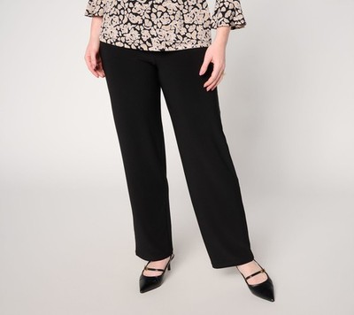 Susan Graver Petite LK Luxe Straight Leg Pants Black M New