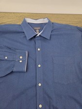 Van Heusen Dress Shirt Men's 2XL 18-18.5 Blue Stretch Long Sleeve Preppy