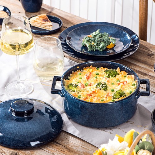 Casserole Dish with Lid - Ceramic Lasagna Pan Deep 2 Quart Round Baking Dishe... - Picture 5 of 9