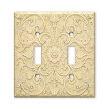 Tan Cream Embossed Floral Medallion Light Switch Plate Cover Decorative Toggle