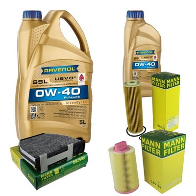 Inspektionspaket 6L RAVENOL SSL 0W-40 für Mercedes C-Klasse W204 S204 C204