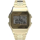 VINTAGE TIMEX T80 TW2R79200 Gold Gold Steel Bracelet Chrono Alarm Watch