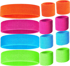 80S Sweatband, Sports Headband and Wristbands, Sweat Bands Neon Colors, 80S Part