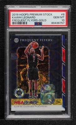 2019 NBA Hoops Premium Stock Frequent Flyers Gold 1/10 Kawhi Leonard PSA 10 04cw