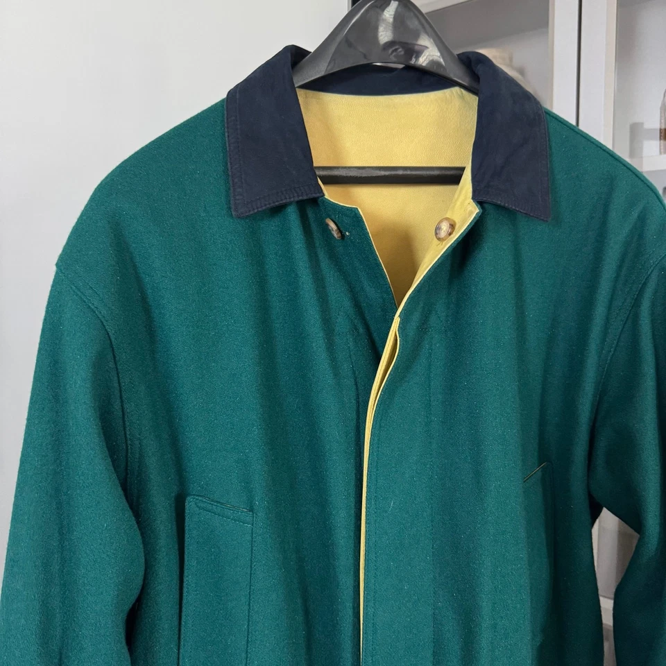 Chaqueta de Campo Willis & Geiger Cuero Lana Reversible M Verde Beige Tareas Abrigo Foto 3 de 4