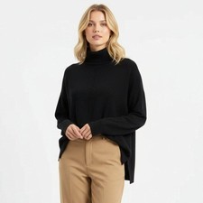 Banana Republic 100 Merino Wool Black Long Sleeve Turtleneck Sweater S