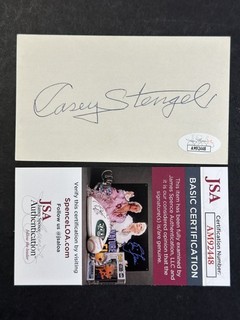 Casey Stengel HOF New York Yankees Signed 3x5 Index Card AUTO JSA COA