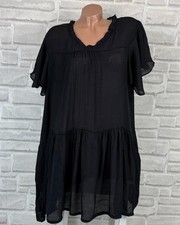 Italy Strandkleid Überwurfkleid leicht boho Kleid Volant IBIZA 42 44 46 Neu C517