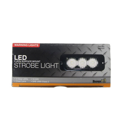 New Buyers 8891121 LED Rectangular Car Truck Clear Strobe Light 12-24VDC 3 LEDs