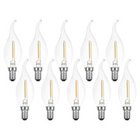10X Led Filament Windstoß Kerze 1W =15W E14 Klar Retro Cosy Extra Warmweiß 2200K