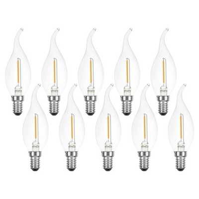 10x LED Filament Windstoß Kerze 1W =15W E14 klar Retro Cosy extra warmweiß 2200K