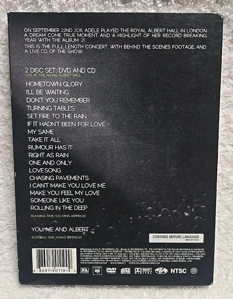 Adele: Live at the Royal Albert Hall (2011 XL Recordings 2 Disk DVD & CD) - Image 2 of 4