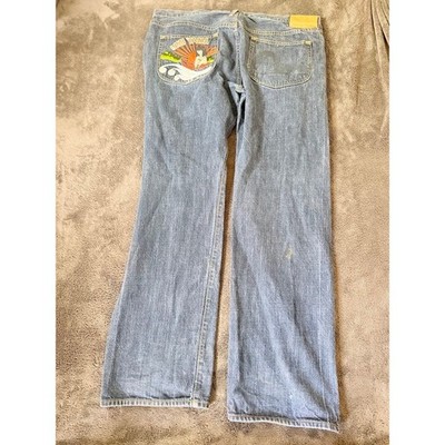Evisu Indigo Genes Japon Selvedge Denim Jeans Umi Yama Embroidery Mens 44x35