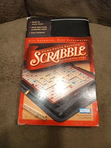 Used Vintage Travel Scrabble Hasbro Portable Game Folio Edition Zipper Case 2001