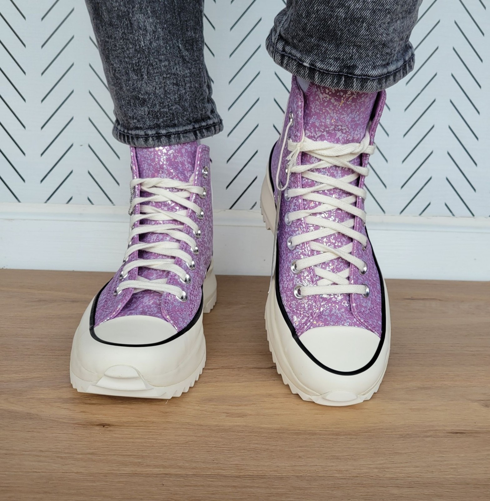 ⭐Converse Run Star Hike Hi 6 Womens Shoes Sneaker Purple Glitter Sneaker A10096C thumbnail 4