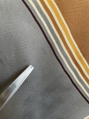 Echo Vintage Silk Scarf Made in Japan Red Gold Brown Geometric Stripe #A124 - Picture 5 of 9