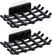 Soap Bar Holder for Shower Wall, Self Draining Soap Dish with Hooks, No Drilling