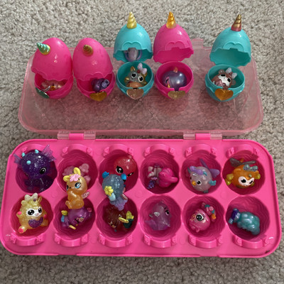 Hatchimals CollEGGtibles Lot Of 19 Figures in Pink Egg Cartons with Eggs!
