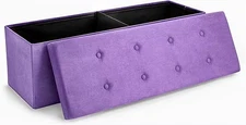 Purple 43" Storage Ottoman Bench - Large Folding Seat for Living Room, Hallway, 